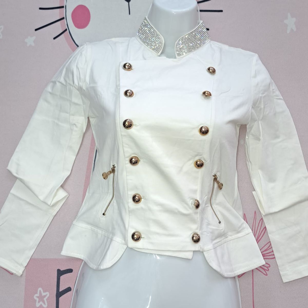 GENERICO - Chaqueta Color HUESO CON BOTONES DORADOS Talla S Dealcoba