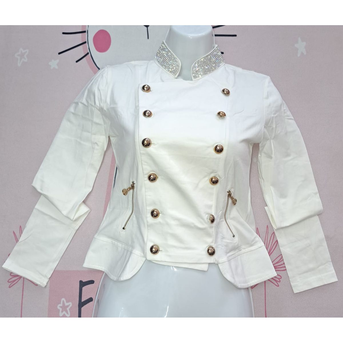 GENERICO - Chaqueta Color HUESO CON BOTONES DORADOS Talla S Dealcoba