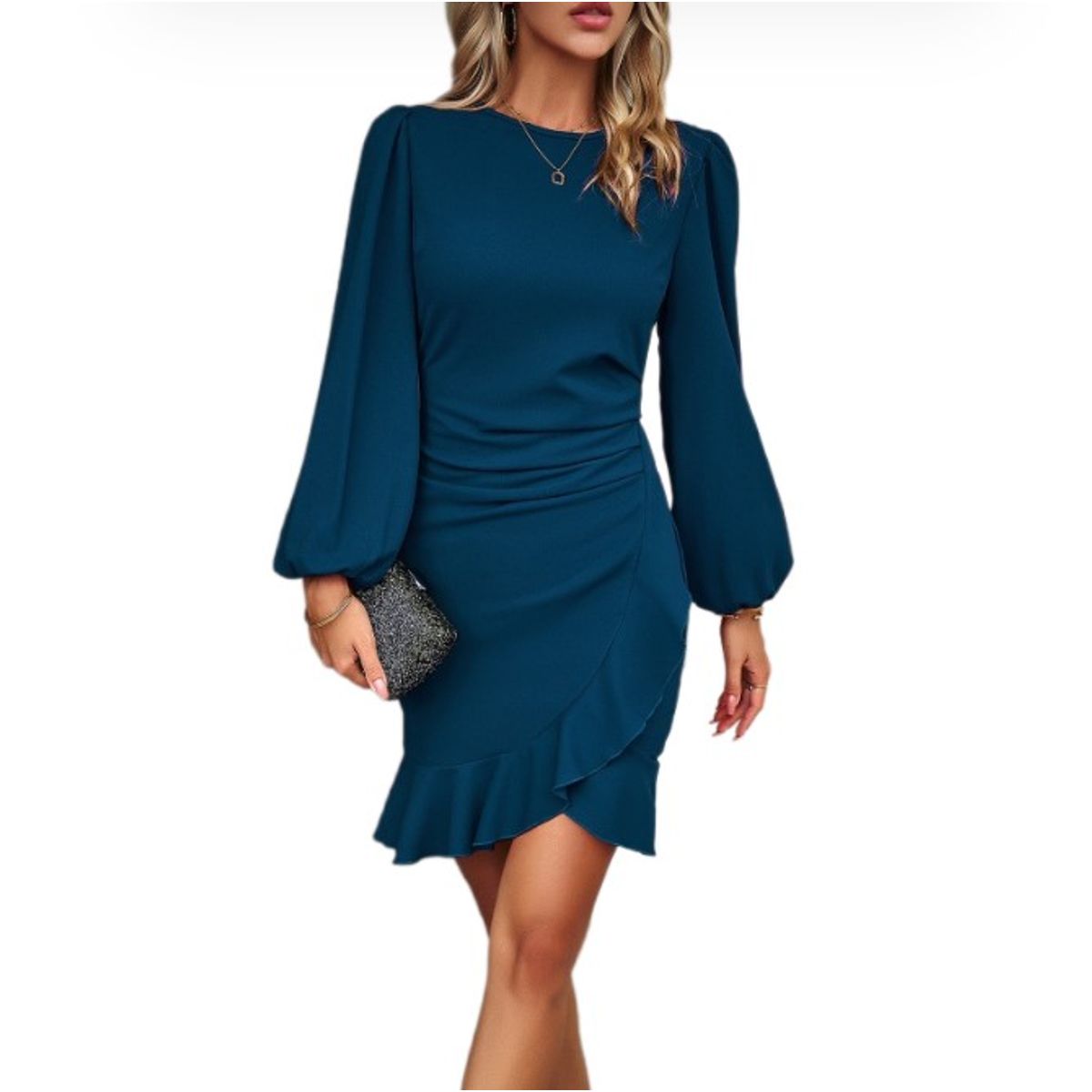 BLWOENS - Vestido Midi Blwoens Para Mujer: Manga Larga Y Diseño Con Vuelo