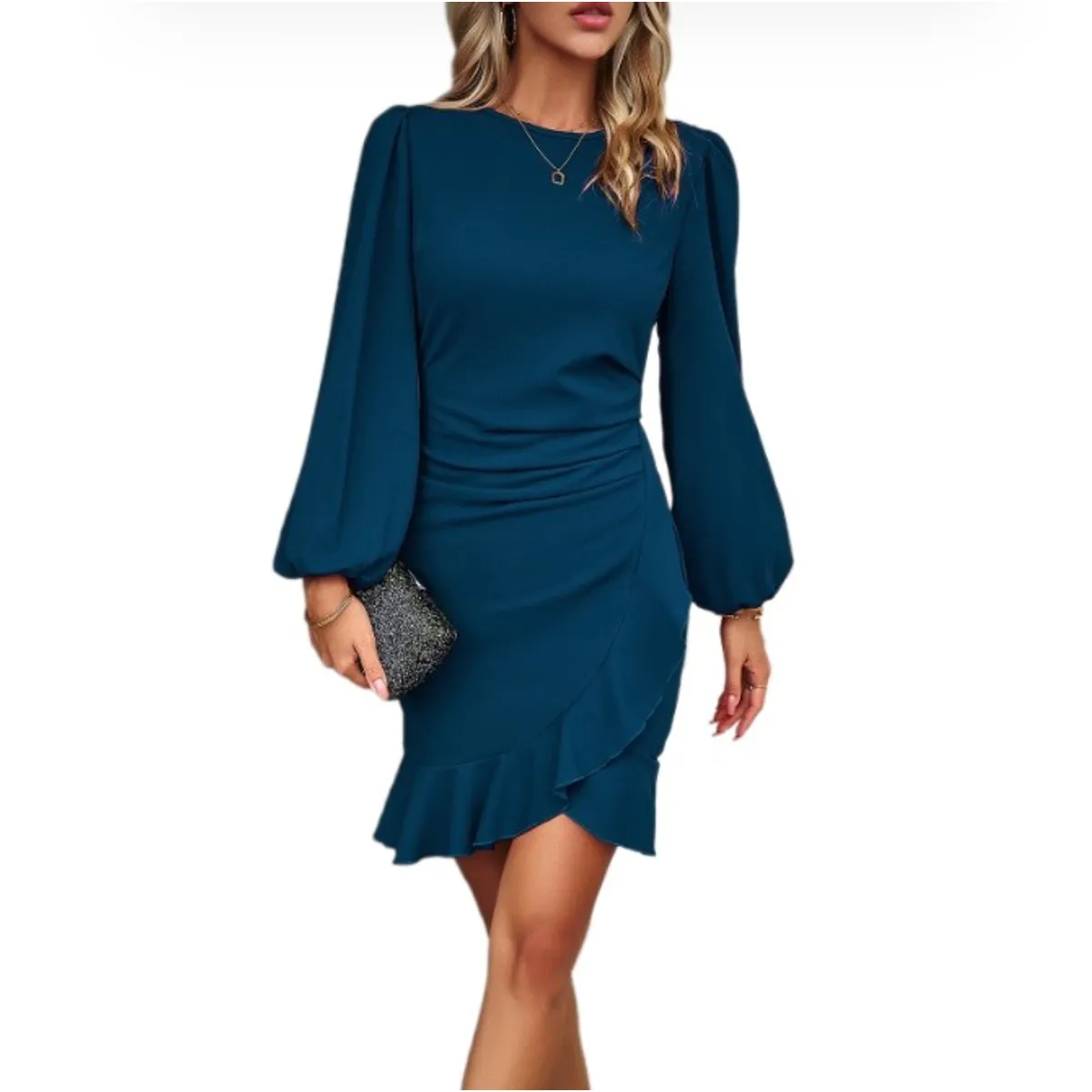 BLWOENS - Vestido Midi Blwoens Para Mujer: Manga Larga Y Diseño Con Vuelo