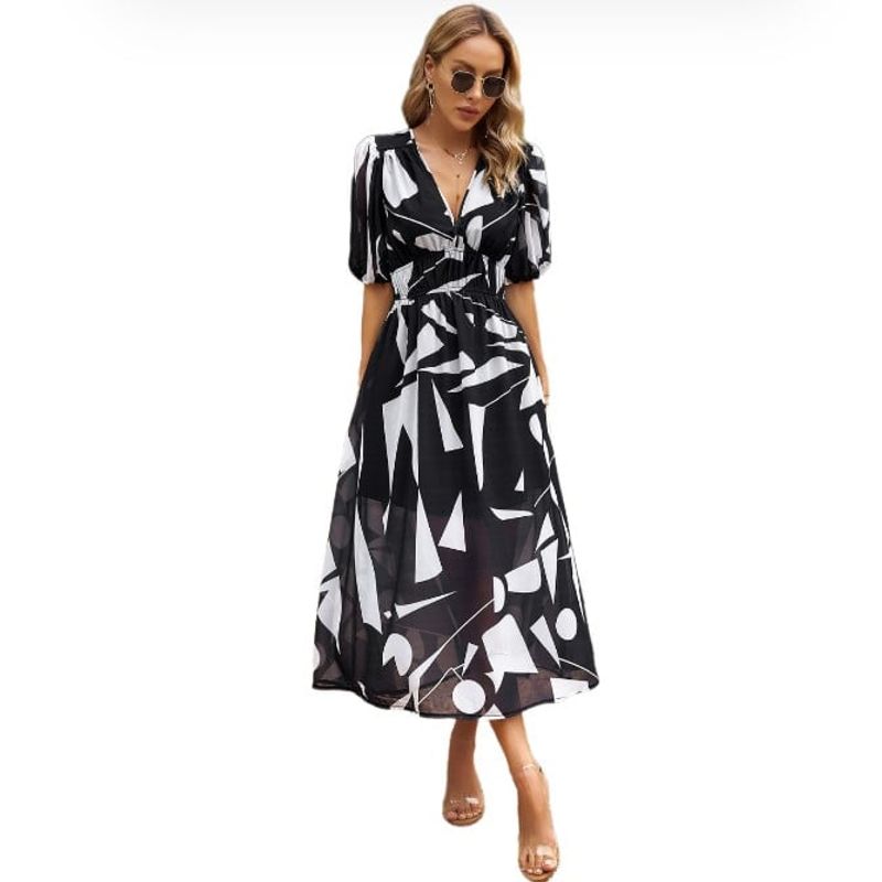 BLWOENS - Vestido Midi Blwoens Mujer - Estampado En Blanco Y Negro
