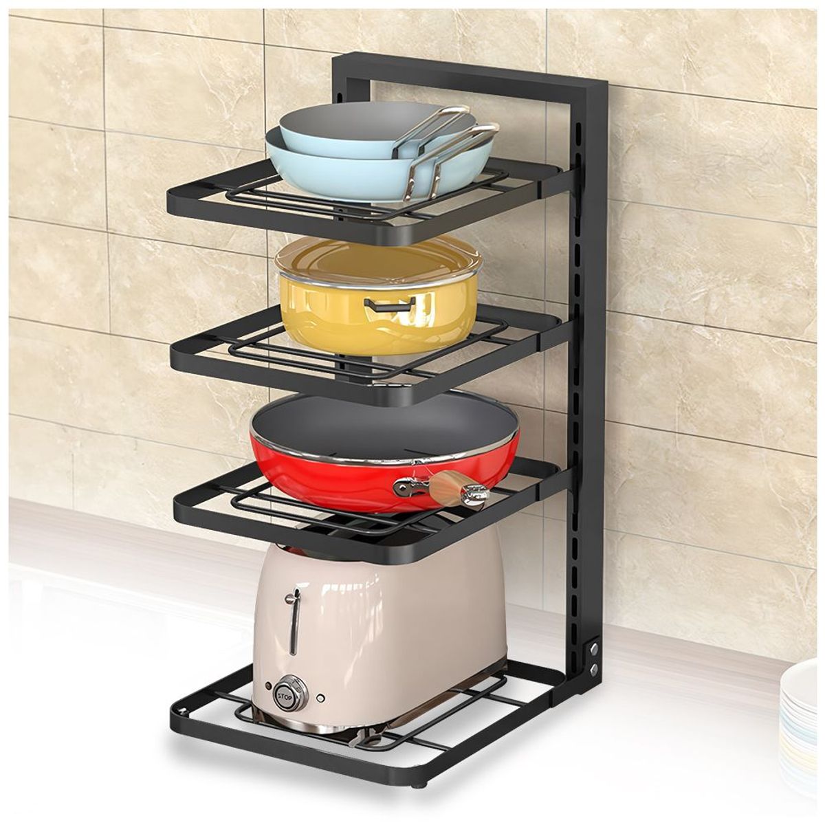 KELLER - Estante Organizador de Ollas Tapas Sartenes 4 Niveles Regulable NY8