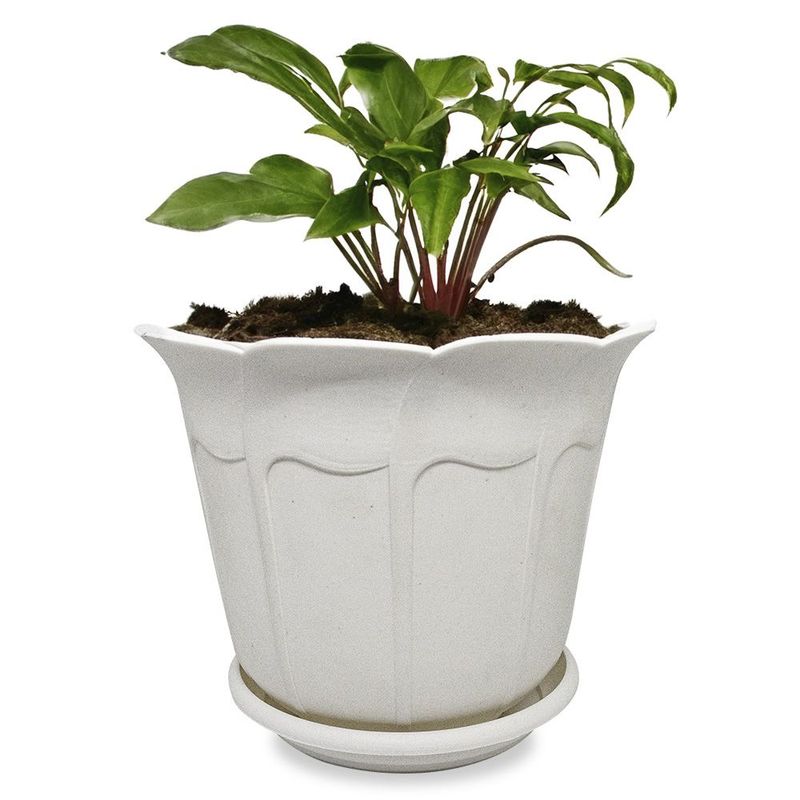 KELLER - Maceta Circular Macetero Decoración de Jardín Diseño Flor L39 Blanco