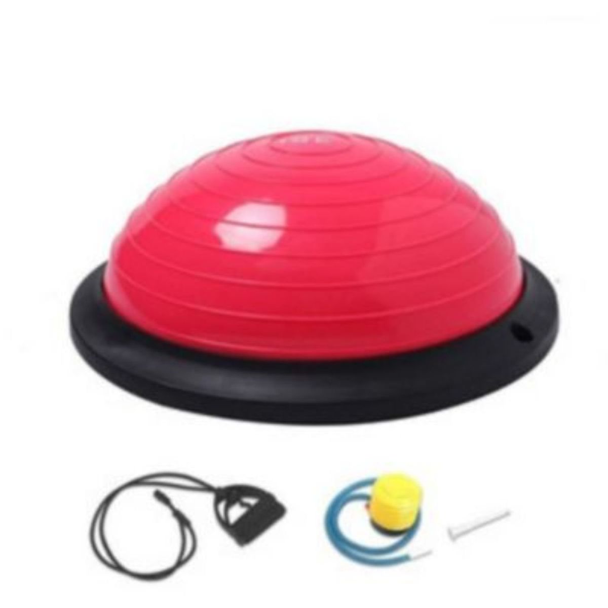 SPORT FITNESS - Pelota bosu equilibrio 65 cm+ligas de ejercicio - ROJO