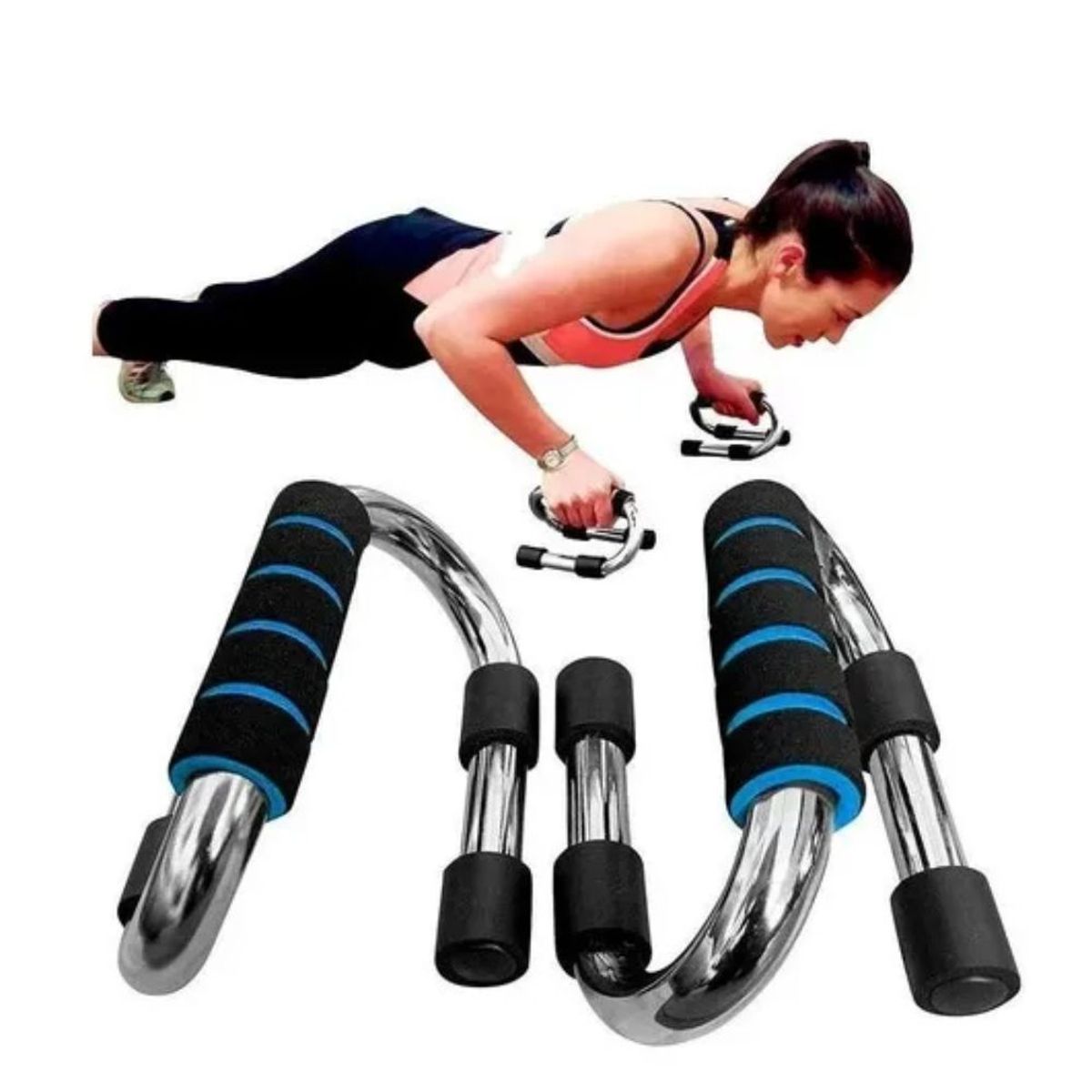 SPORT FITNESS - Barras Push Up Bar Aleación de aluminio - Azul