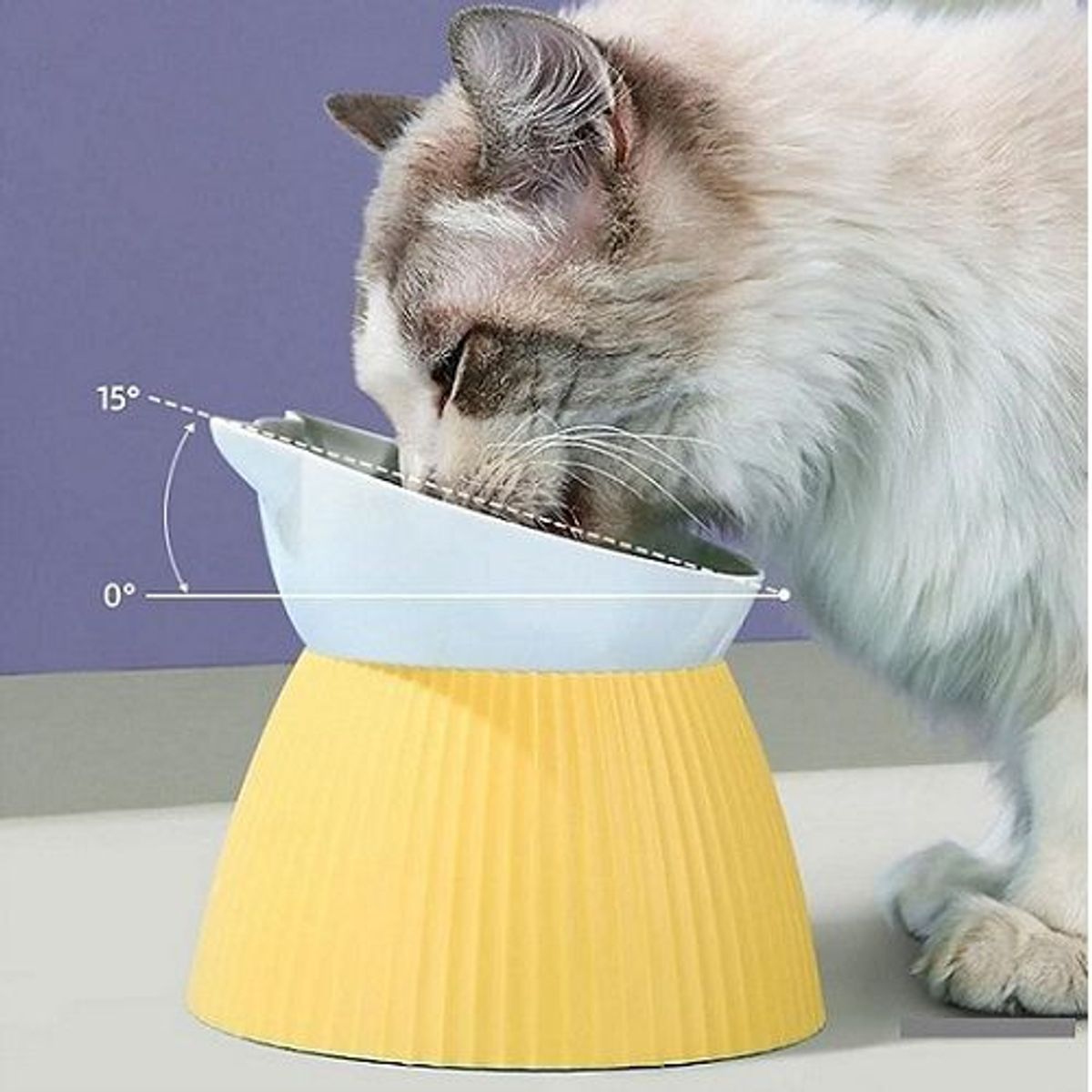 GENERICO - Plato para gato con base - Amarillo