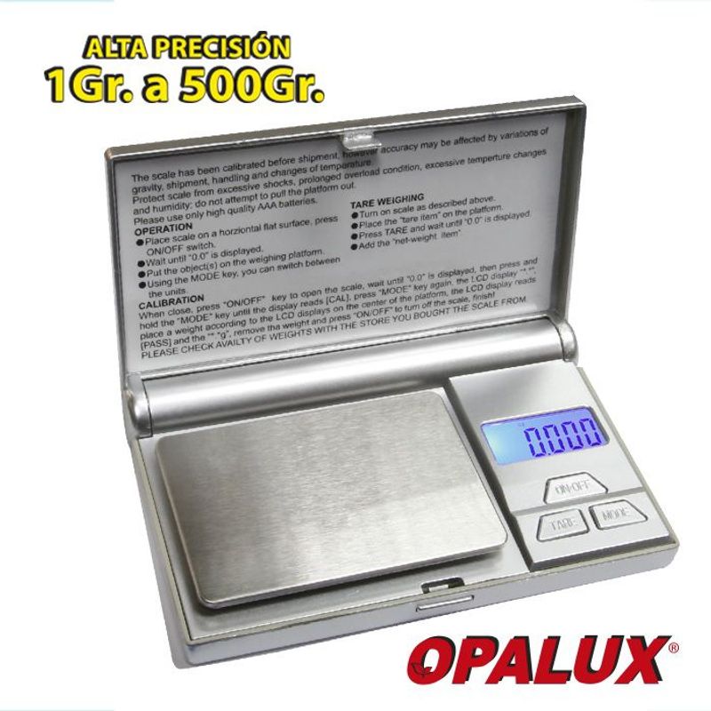 OPALUX - BALANZA JOYERO DIGITAL MINI 1GR A 500GR GR-ONZ OP-1726N OPALUX