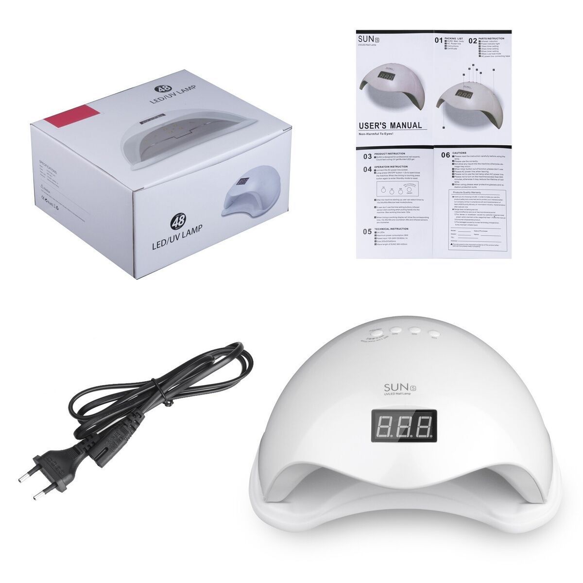 OEM - Lámpara Secadora Profesional SUN 5 LED Nail Lamp  de Uñas 48W