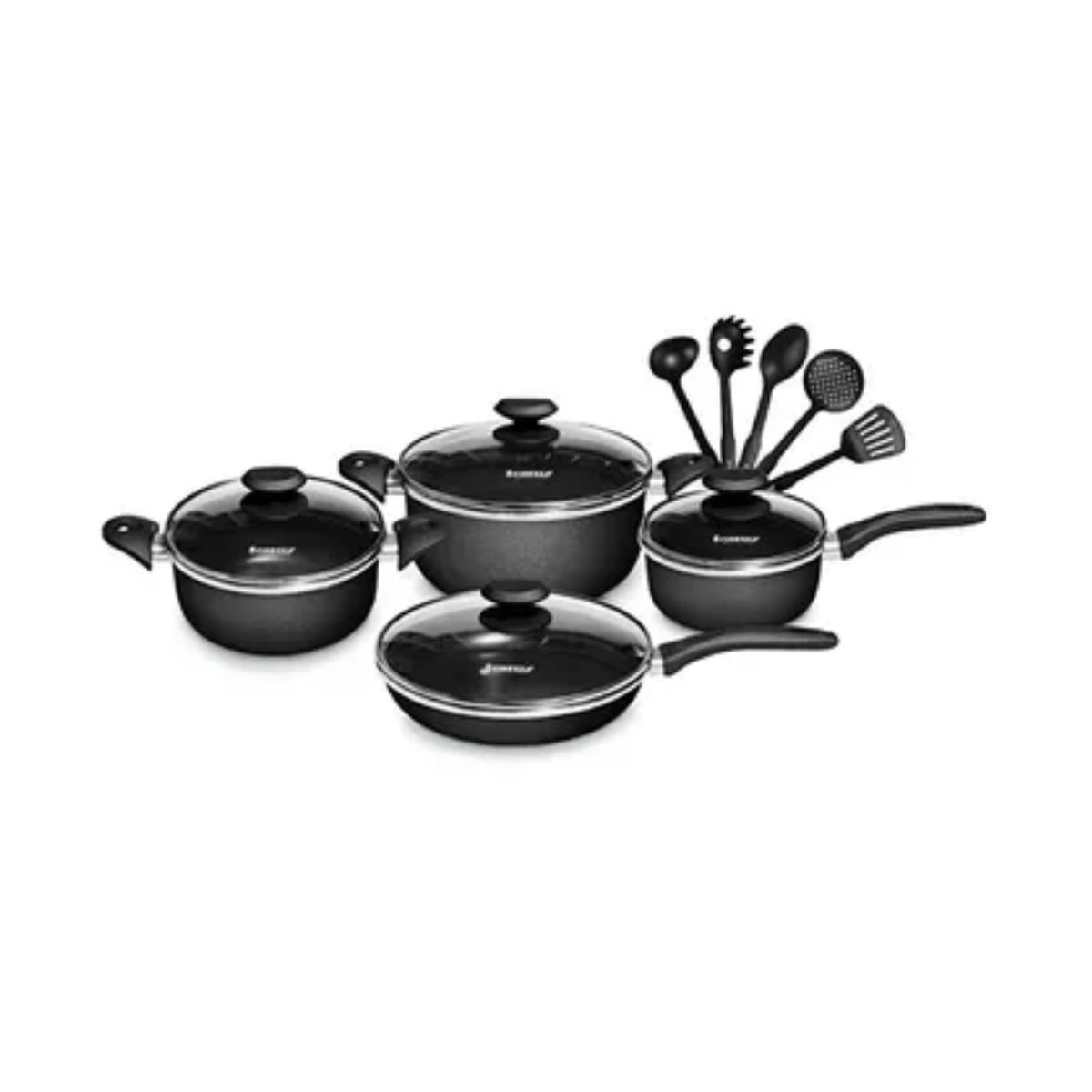 FINEZZA - Juego de Ollas Antiadherentes Finezza FZ-1658T 13 Piezas - Negro