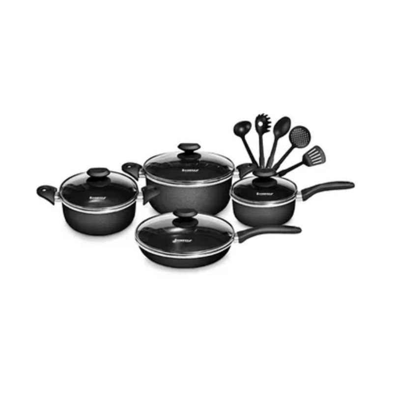 FINEZZA - Juego de Ollas Antiadherentes Finezza FZ-1658T 13 Piezas - Negro