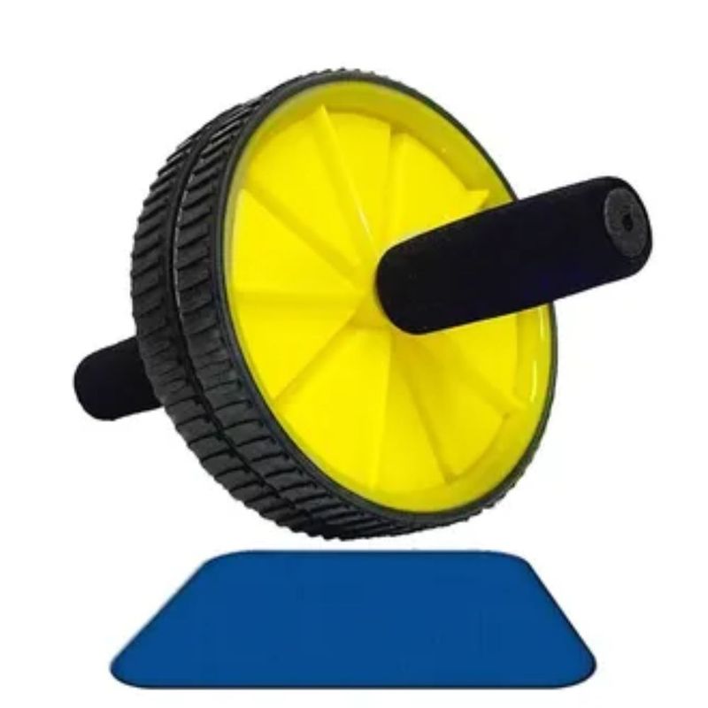 SPORT FITNESS - Rueda para abdominales con protector de rodillas - Amarillo