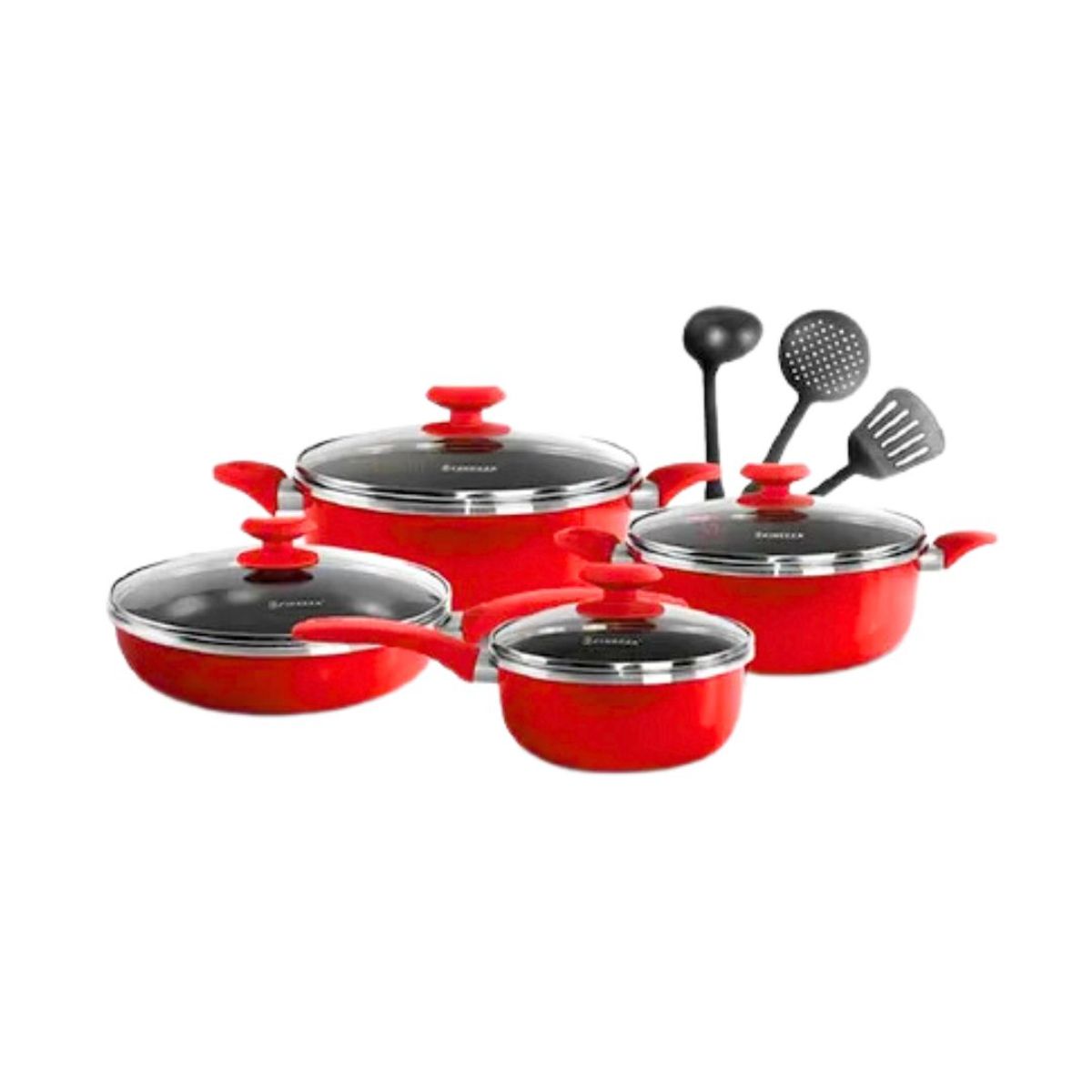 FINEZZA - Juego de Ollas Antiadherentes 11 piezas - Rojo