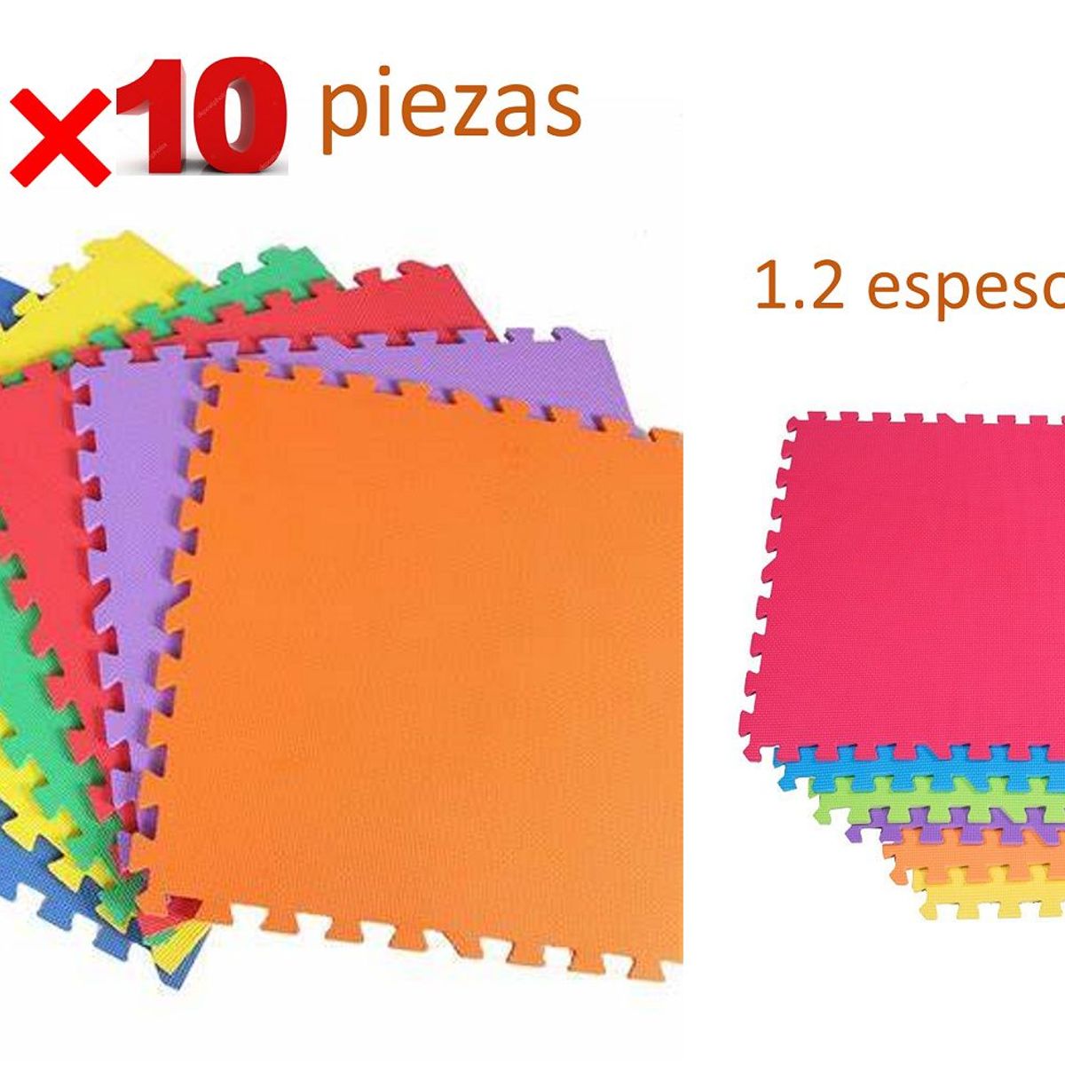 GENERICO - Piso de Goma EVA para Bebes 10 Piezas de 60x60x1.2cm
