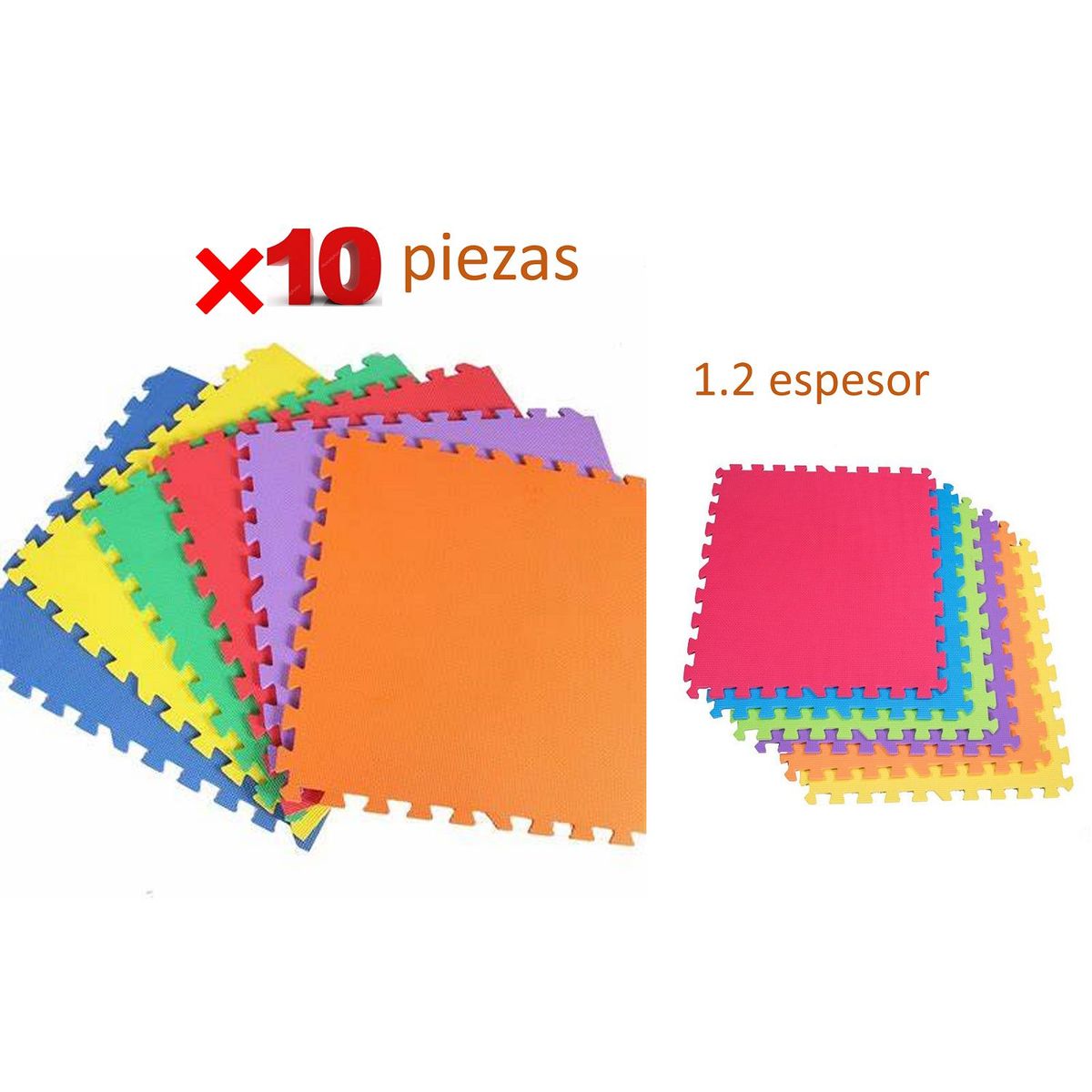 GENERICO - Piso de Goma EVA para Bebes 10 Piezas de 60x60x1.2cm