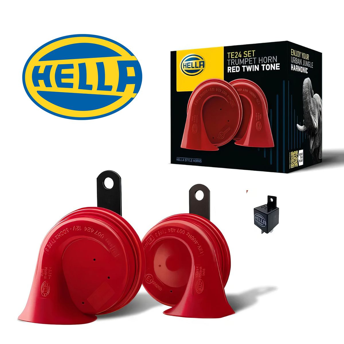 HELLA - Claxon Caracol 12v 110db Incluye Relay Hella