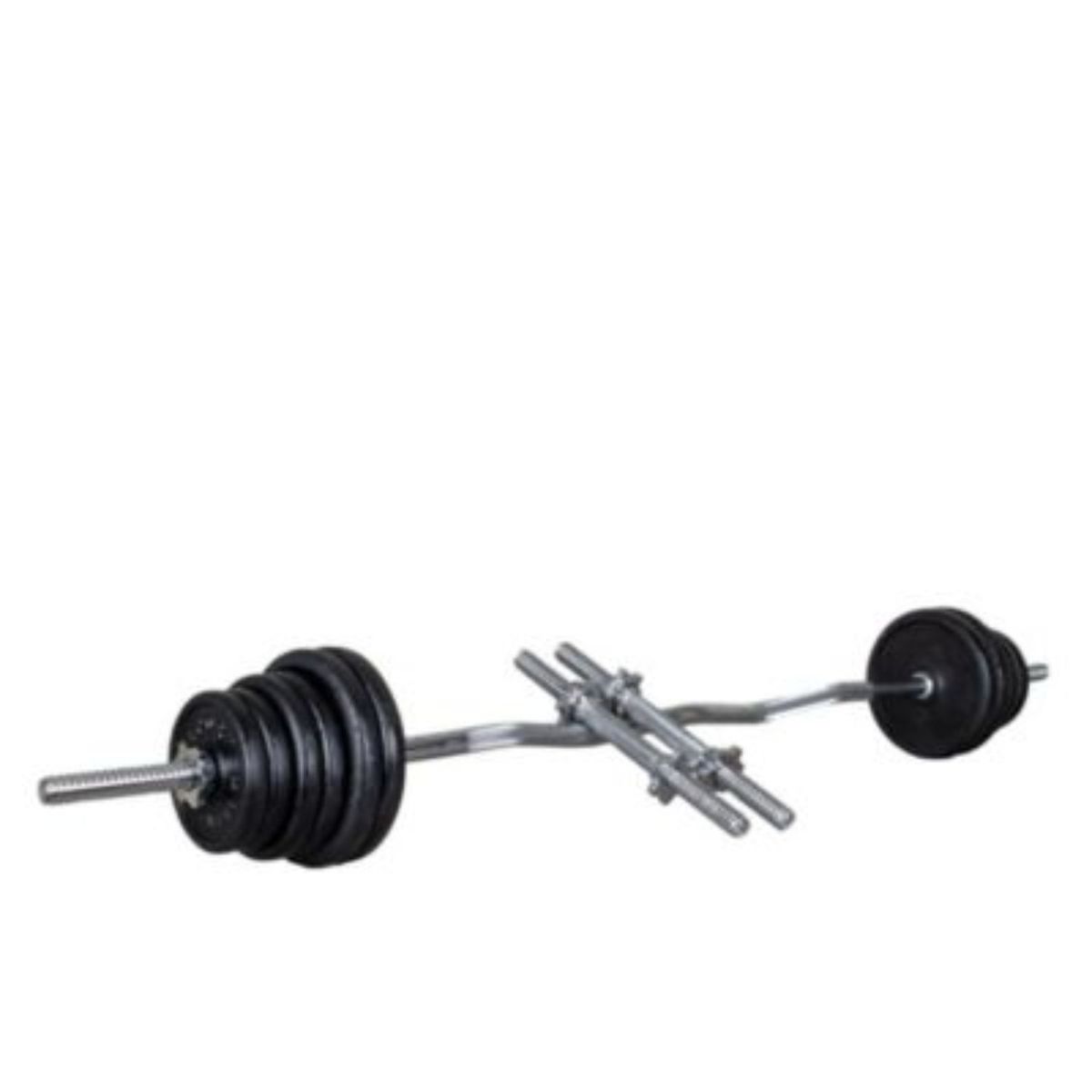 SPORT FITNESS - Set de fuerza 2 mancuernas + barra Z + 40 k de discos nacionales