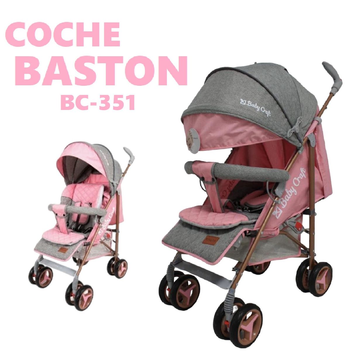 GENERICO - Coche bastón Baby Craft BC351 - Rosado