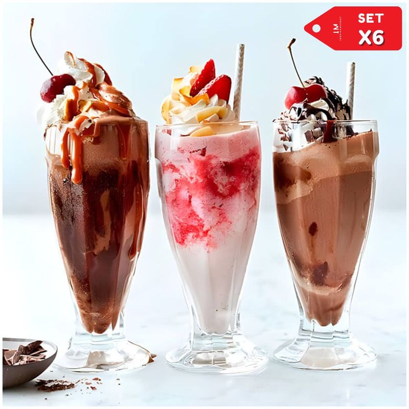 INSPIRA - Vaso copa de vidrio para helados y milshakes helados Set x6