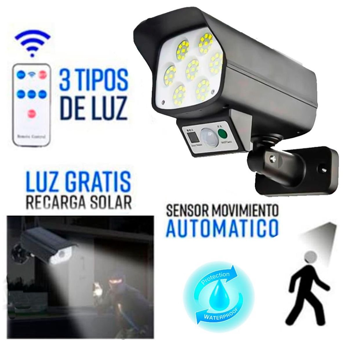 GENERICO - Lámpara Solar Forma cámara de seguridad  Sensor de movimiento