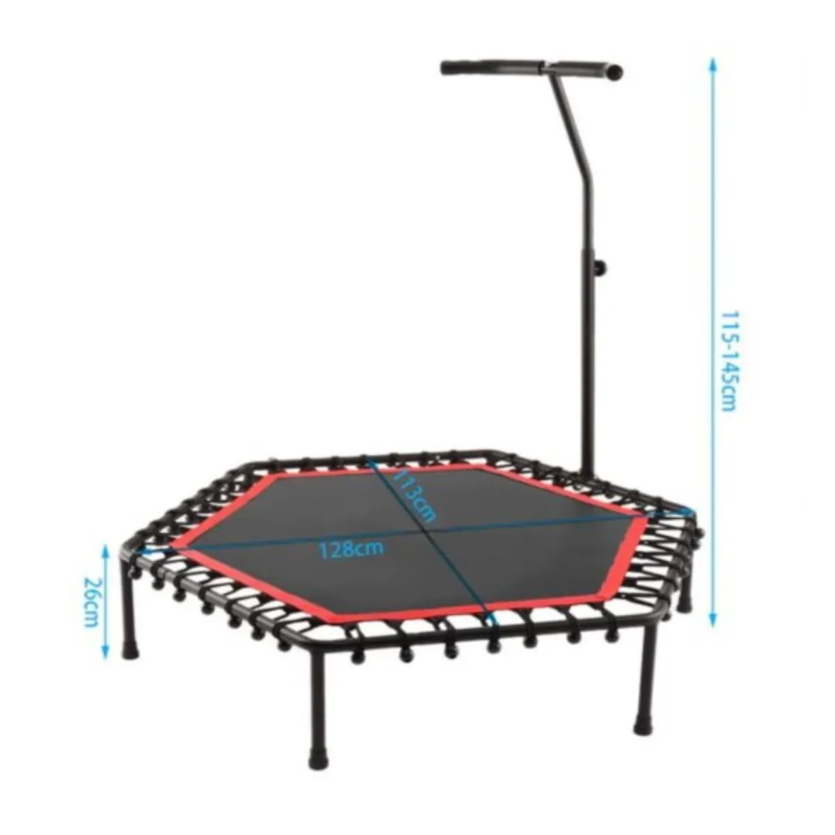 SPORT FITNESS - Trampolín Hexagonal saltarin con Agarre - Rojo