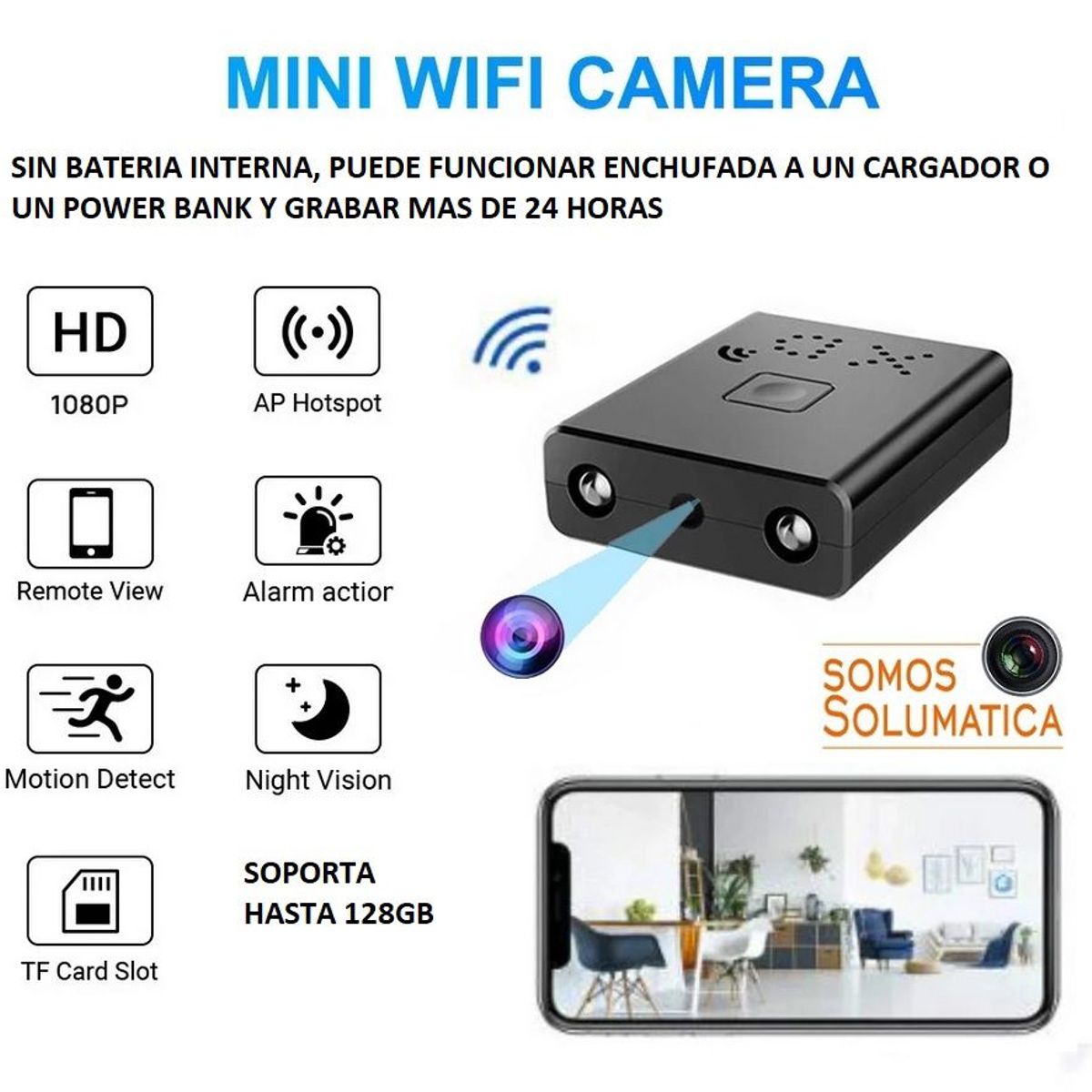 OEM - Camara Espia Wifi - Fullhd Nocturna - Video En Vivo 24 Horas