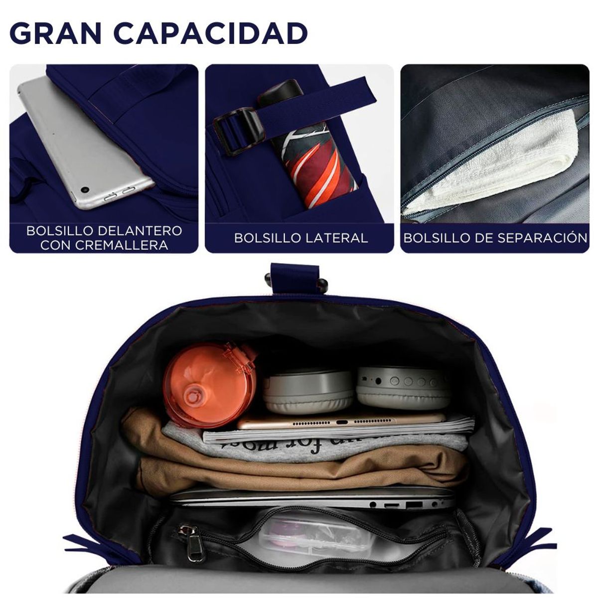MINARI - Maletín Mochila Bolsa de Viaje Compartimiento para Zapatos AZ OS 59D