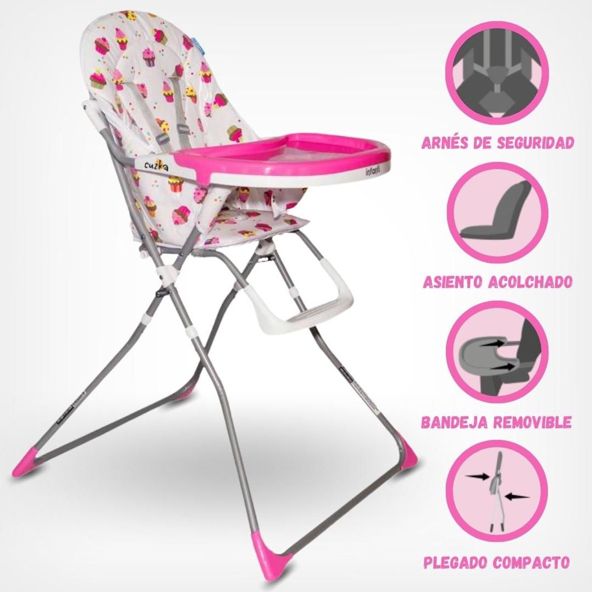 INFANTI - Silla De Comer Para Bebé «NEW CANDY» Pink