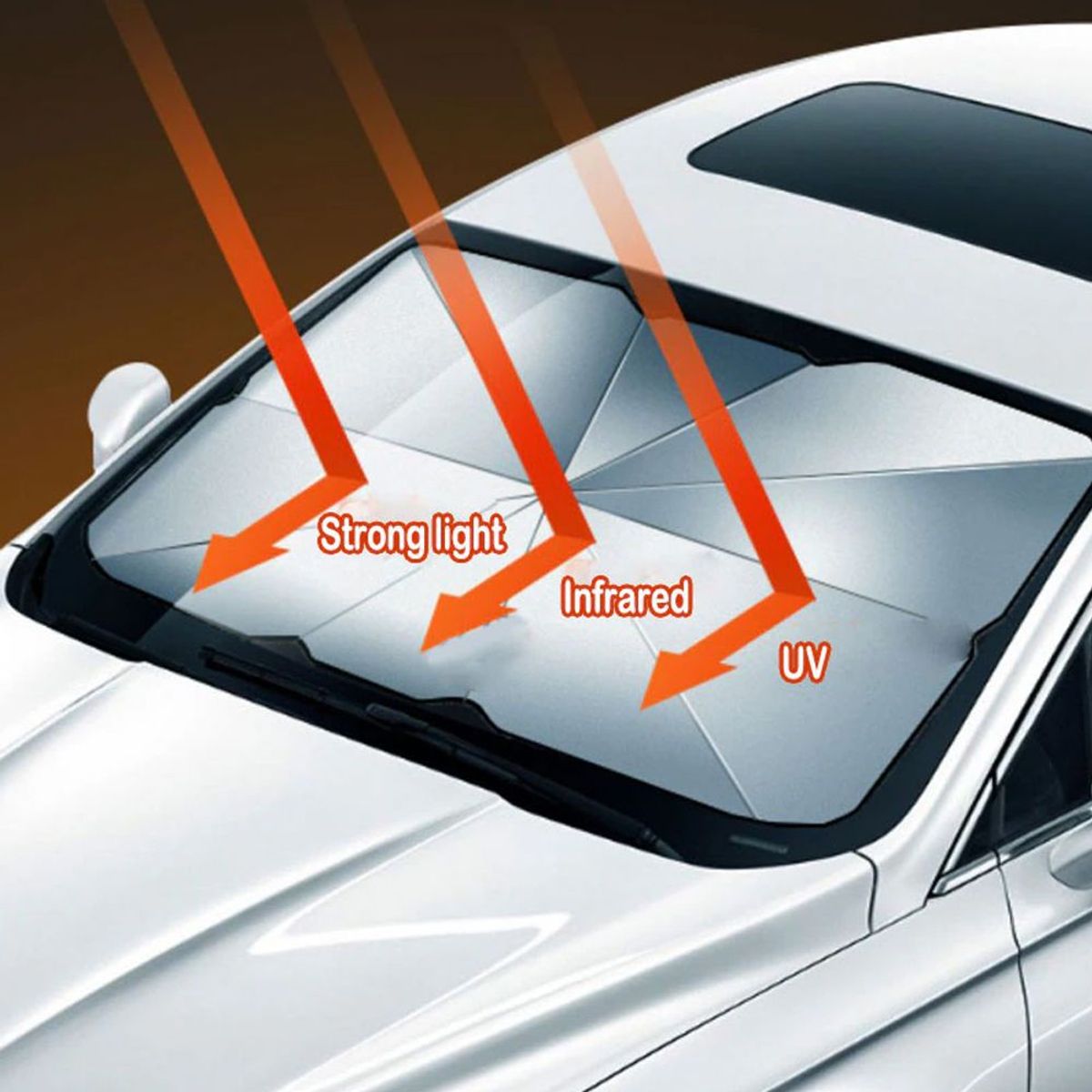 GENERICO - Parasol interior parabrisas auto tipo sombrilla plegable proteccion UV