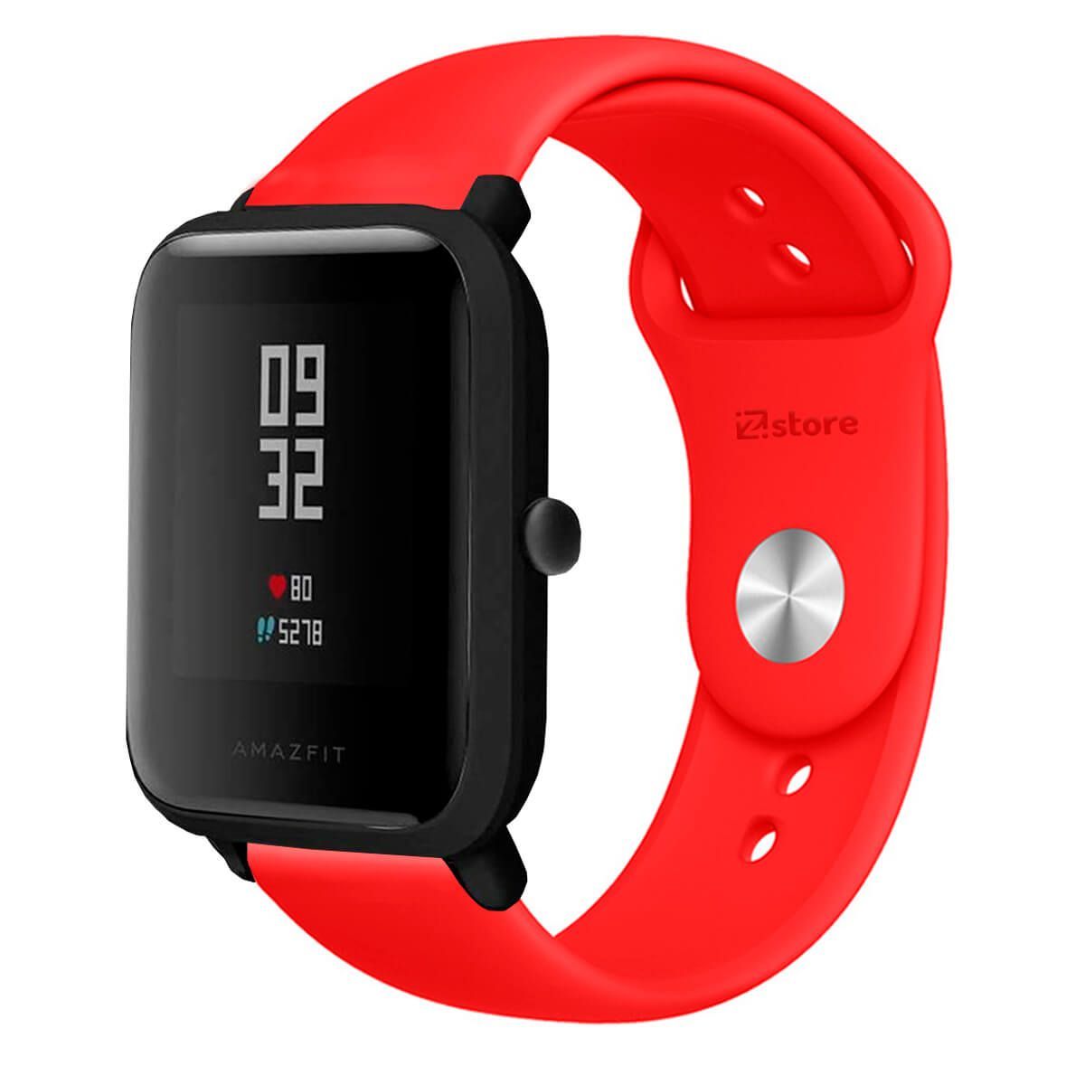 GENERICO - Correa Compatible Con Amazfit Bip Rojo Broche 20mm