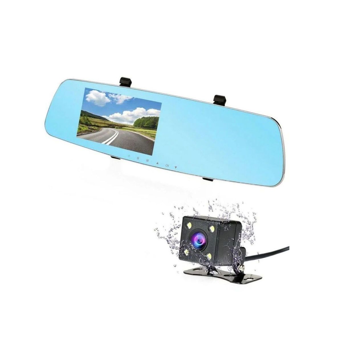 GENERICO - Espejo Retrovisor DVR CD-D3 con Cámara Doble Visión