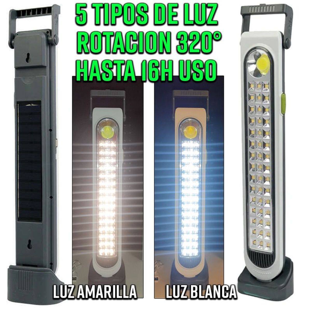 GENERICO - Lampara luz foco solar portatil inalámbrico multiusos emergencia