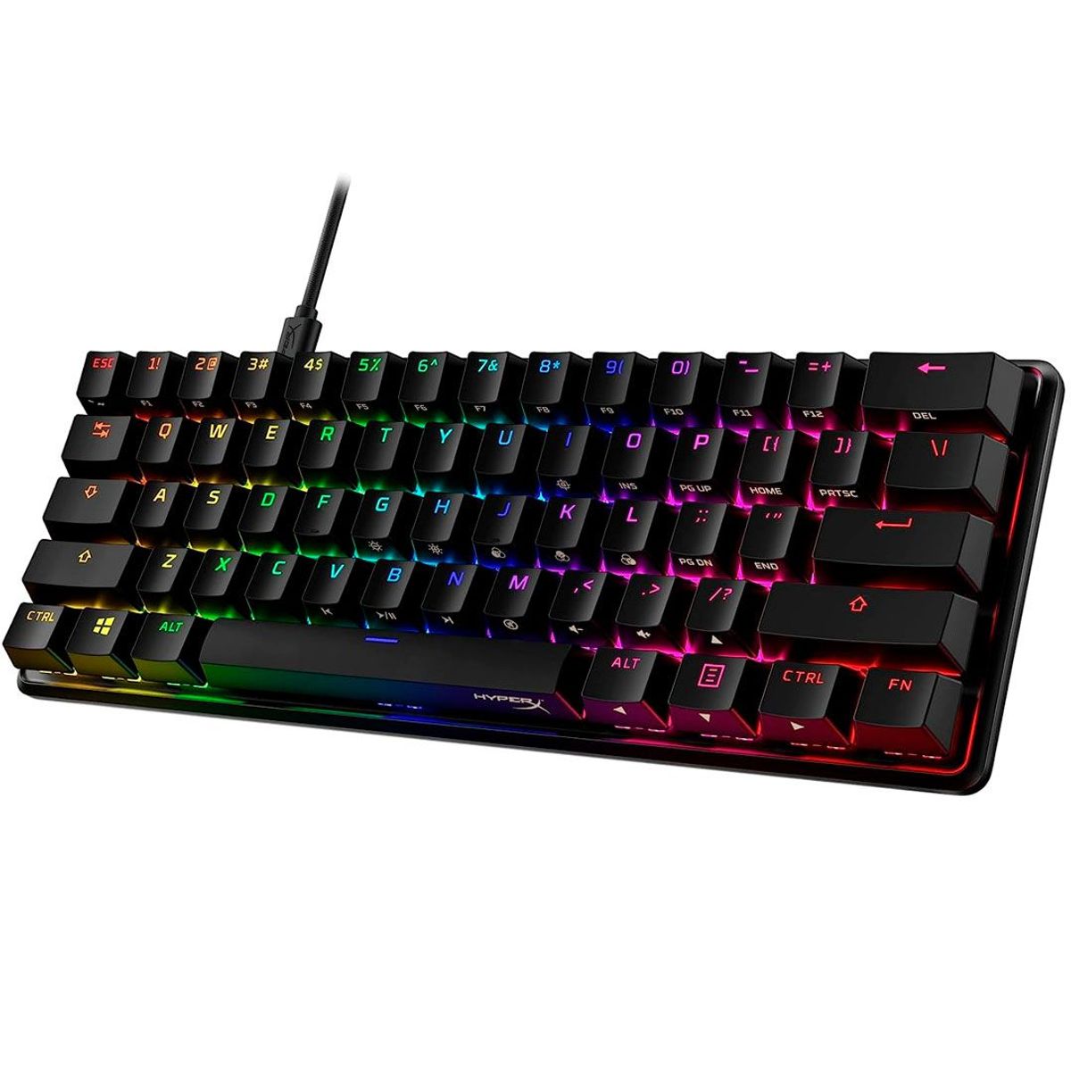 HYPERX - teclado Hyperx Alloy Origins 60  Negro RGB  Inglés US  Lineal Aqua
