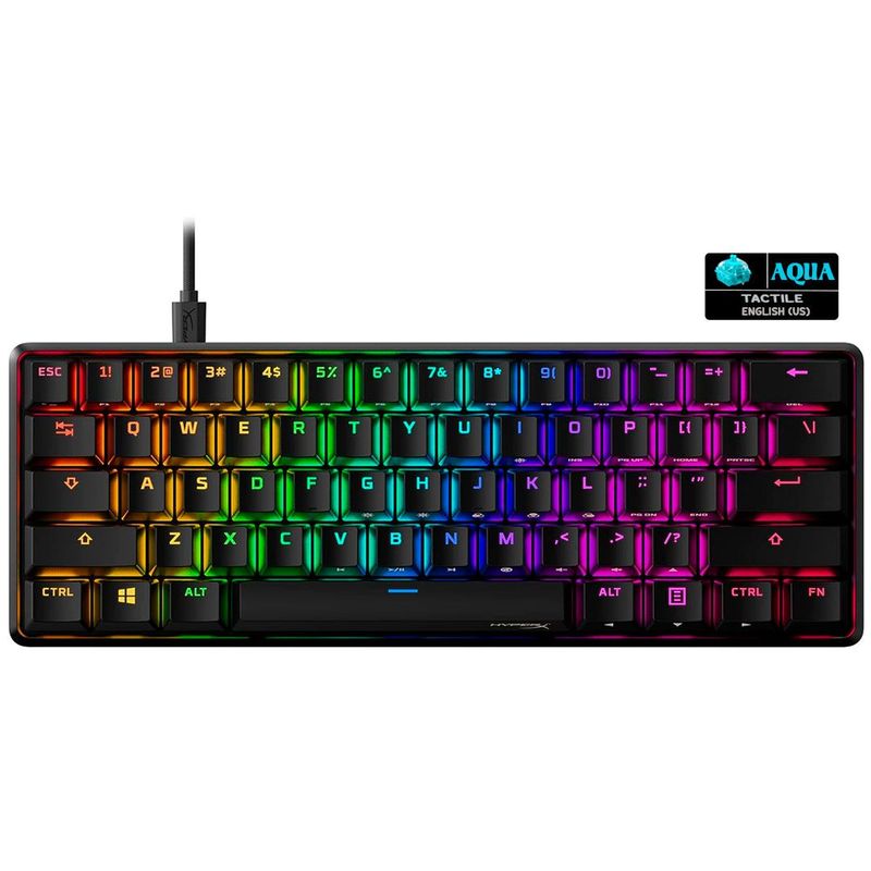 HYPERX - teclado Hyperx Alloy Origins 60  Negro RGB  Inglés US  Lineal Aqua
