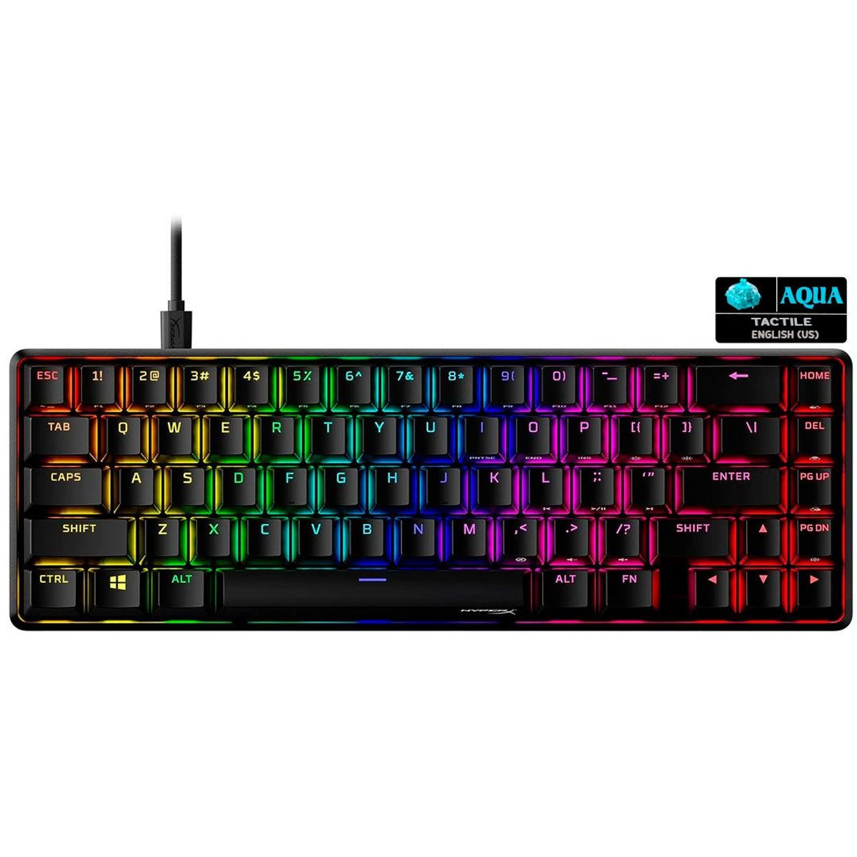 HYPERX - Teclado gamer hyperx alloy Origins 65 Aqua inglés negro con luz RGB