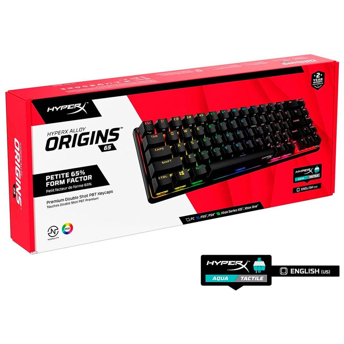 HYPERX - Teclado gamer hyperx alloy Origins 65 Aqua inglés negro con luz RGB