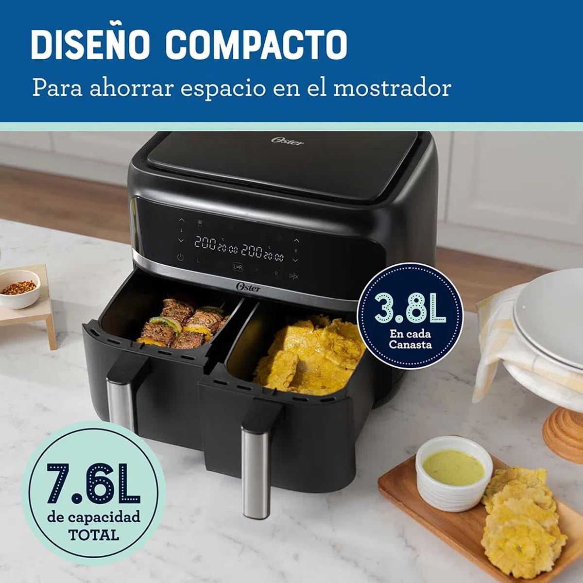 OSTER - Freidora de aire dual Oster CKSTAF7MCDDF