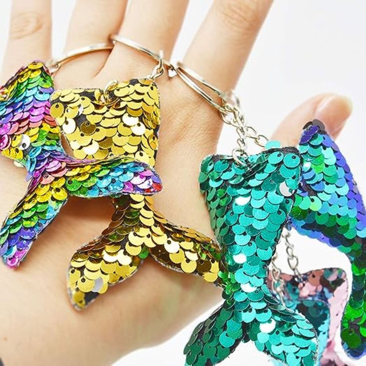 GENERICO - Llavero con Lentejuelas de Sirena Multicolor