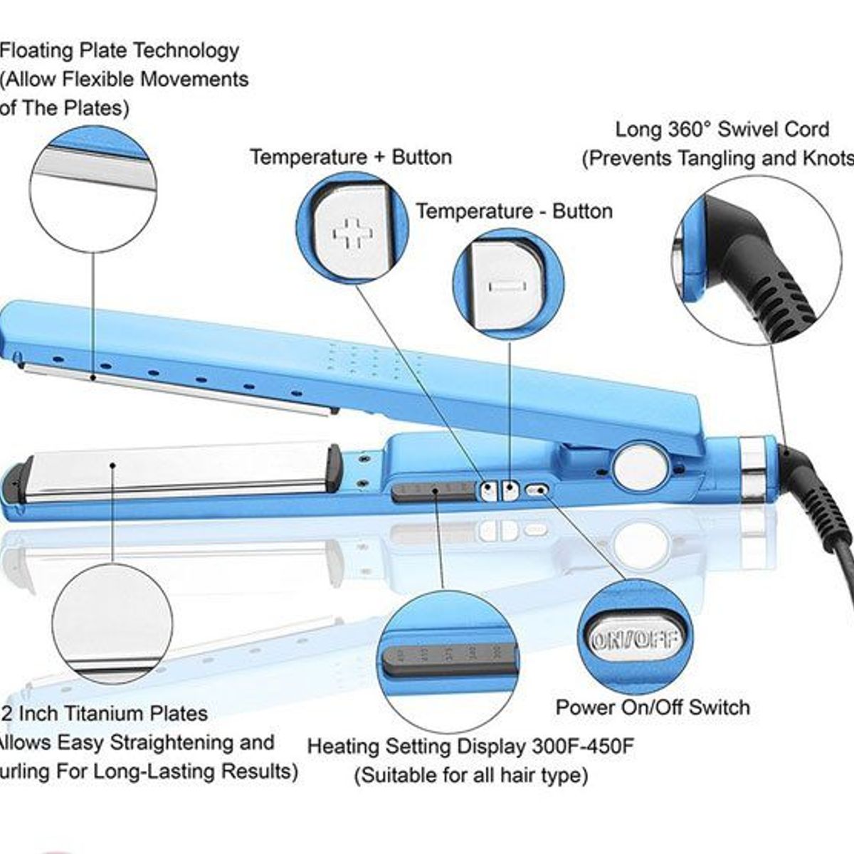 OEM - Plancha Laceador de Cabello Placa de Titanio 450F