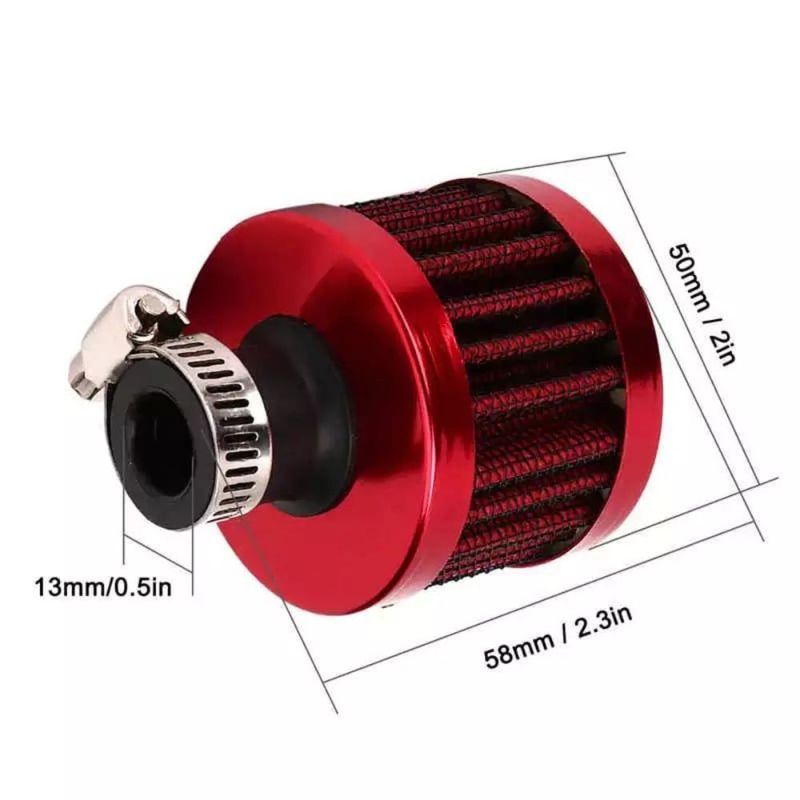 GENERICO - MINI FILTRO DE AIRE UNIVERSAL  ROJO  12CM