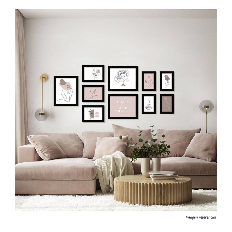 GENERICO - Set de 8 Marcos de fotos decorativos NEGRO