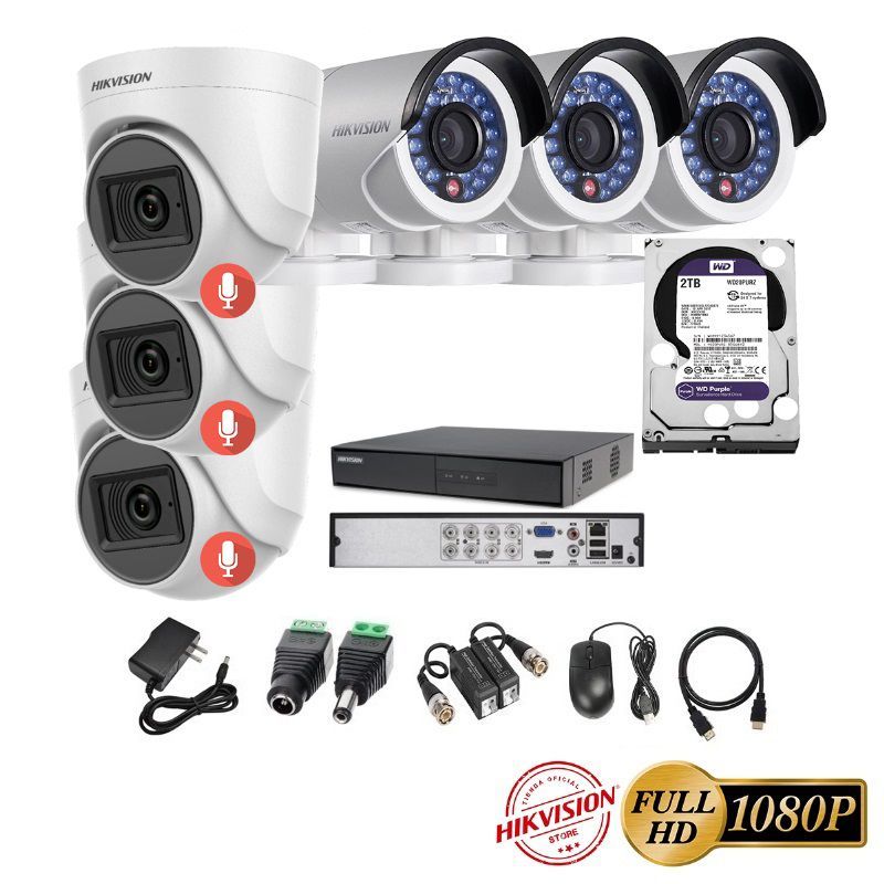 HIKVISION - kit 6 Cámaras Seguridad FULLHD Hikvision + 2TB + AUDIO