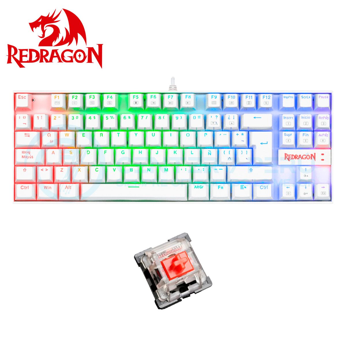 REDRAGON - K552W-RGB Teclado Redragon KUMARA WHITE Red Switch Español