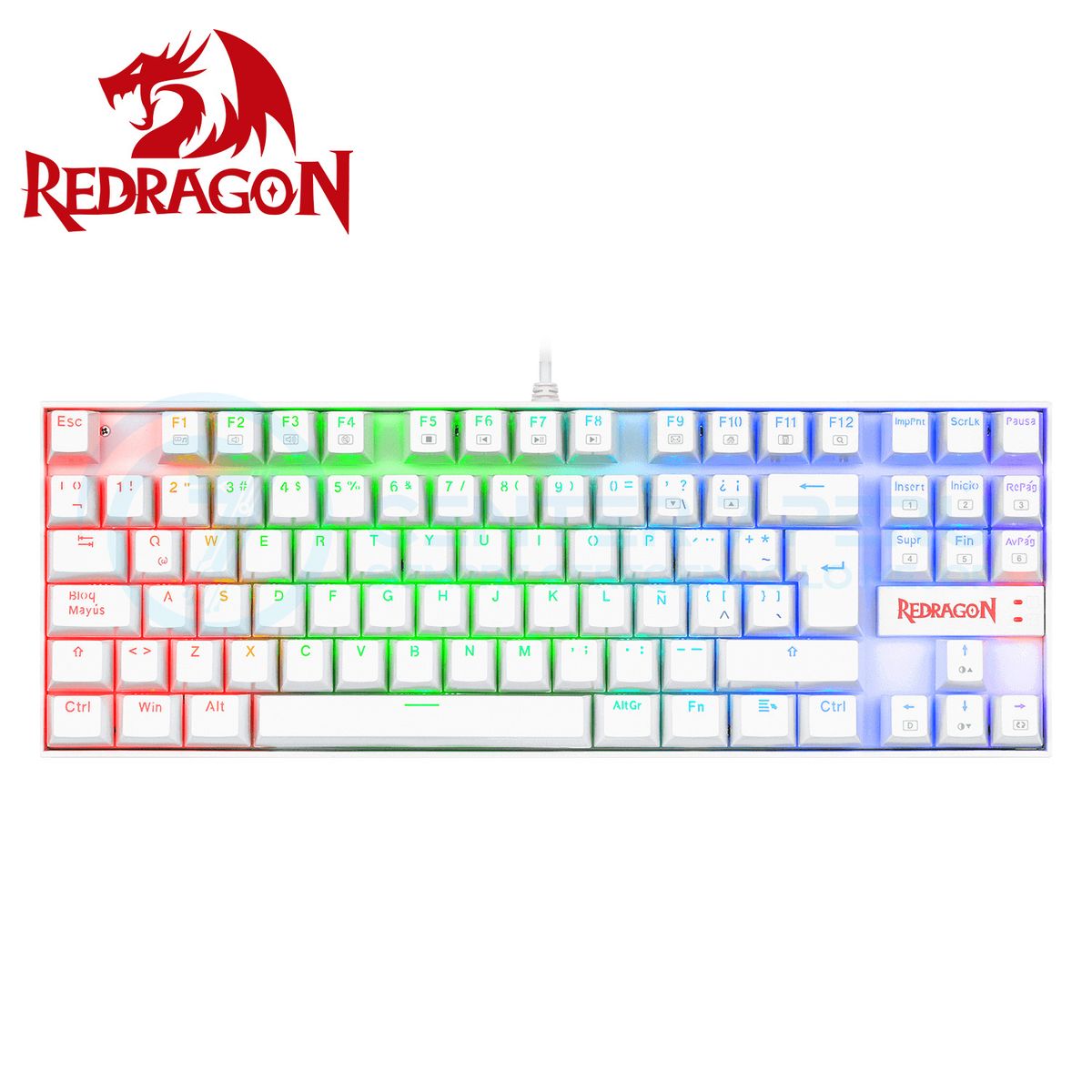 REDRAGON - Teclado Redragon K552W-RGB  KUMARA WHITE AZUL Switch, Español