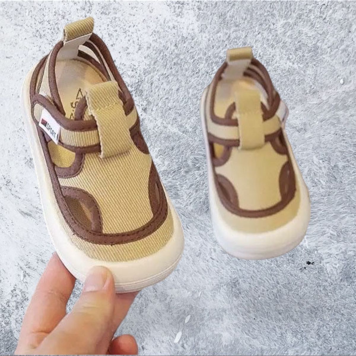 GENERICO - Zapatillas de Niño Niña Hermosas de Tela Unisex Velcro Marron