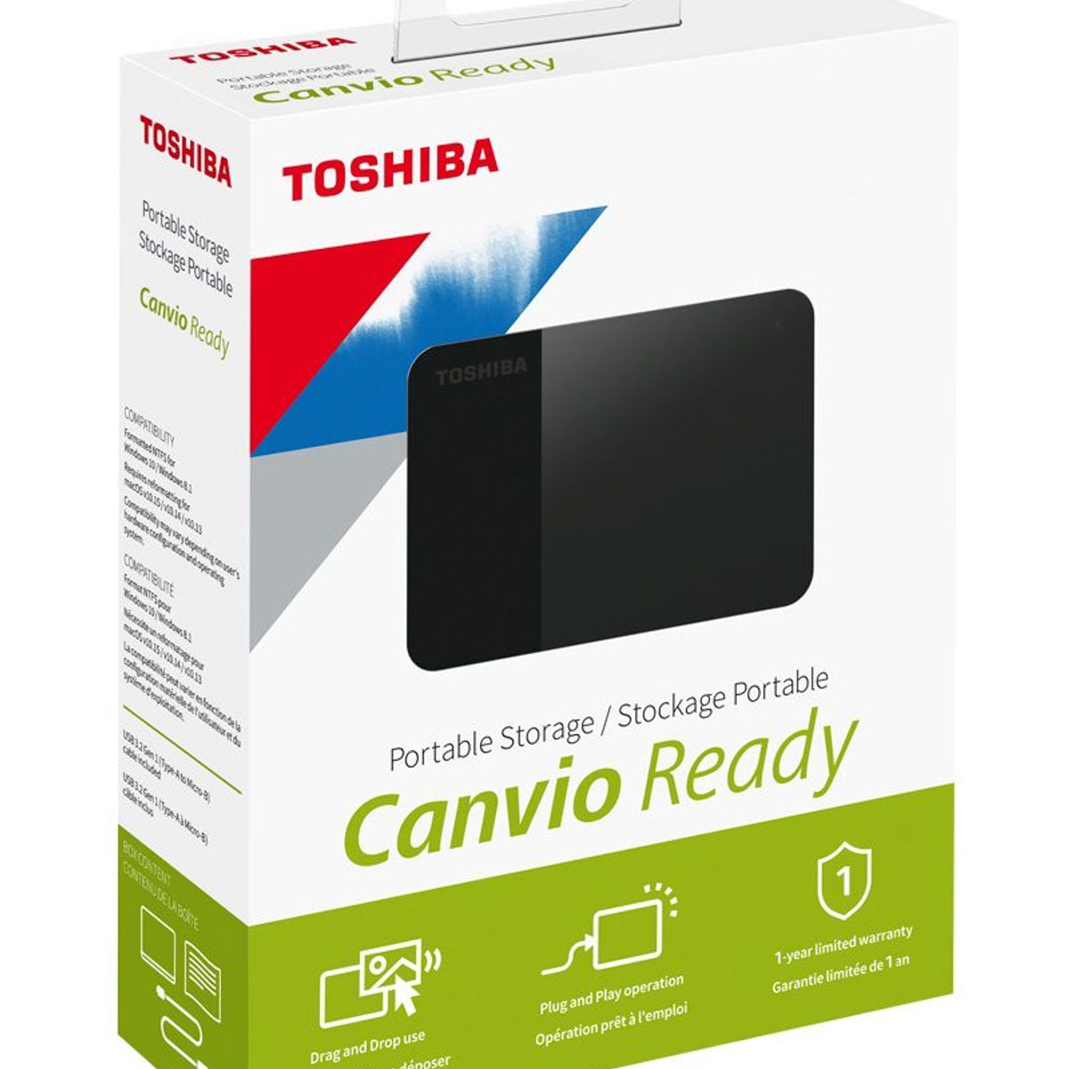 TOSHIBA - Disco Duro Toshiba Canvio Ready 1TB externo USB 3.0 Negro HDTP310XK3AA