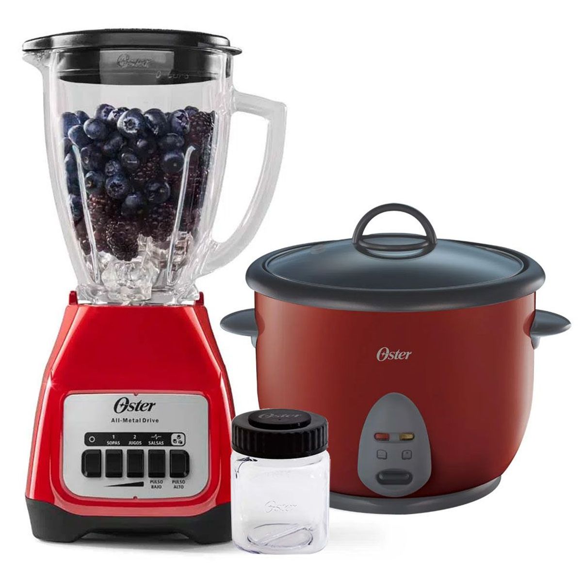 OSTER - Combo Licuadora BLSTKAGRPB + Olla arrocera CKSTRC1700R Rojo