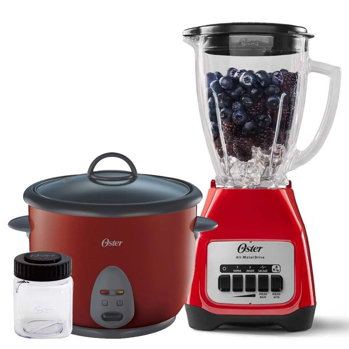 OSTER - Combo Licuadora BLSTKAGRPB + Olla arrocera CKSTRC1700R Rojo