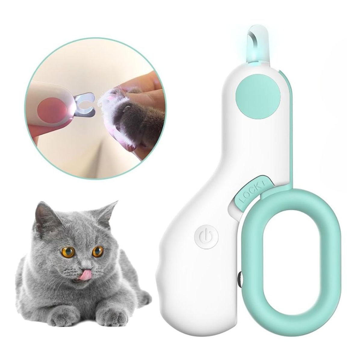 GENERICO - Cortauñas Led Para Gatos Cachorros y Animales Pequeños Azul