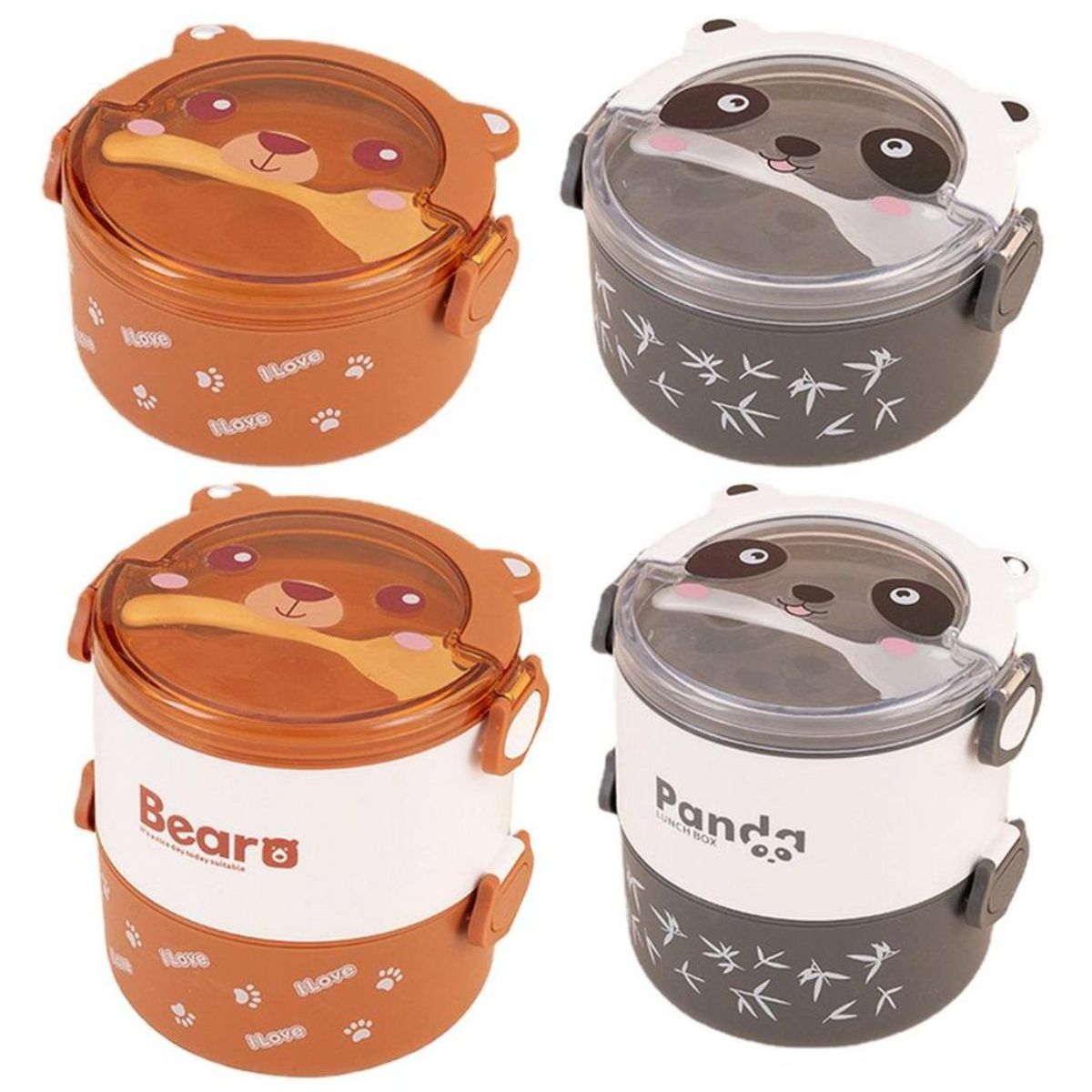 INSPIRA MARKET - Taper fiambrera portátil contenedor de alimentos osito 2 niveles