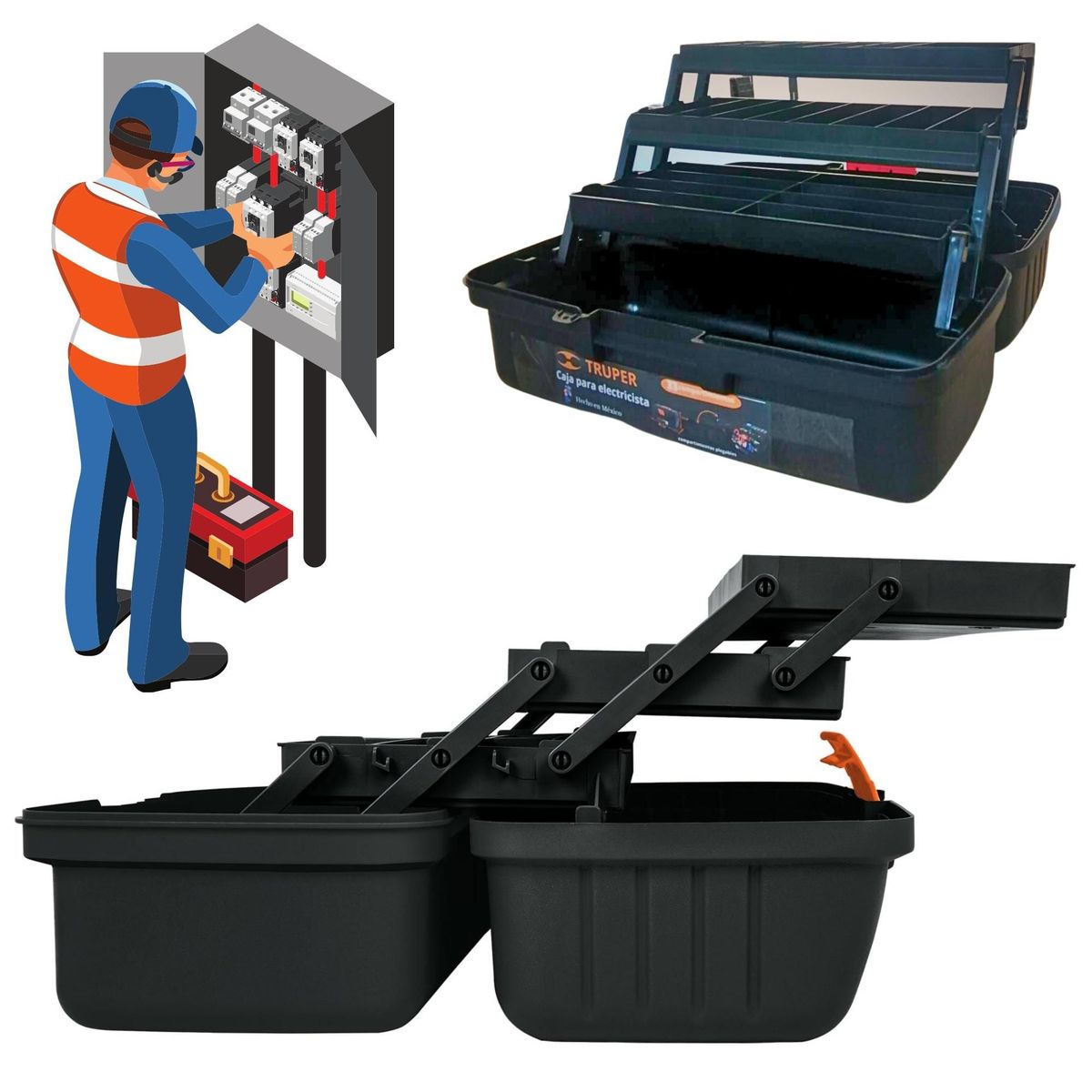 TRUPER - Caja de herramientas para electricistas uso general Truper
